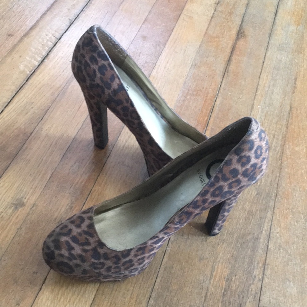 Guess cheetah print platform heels.